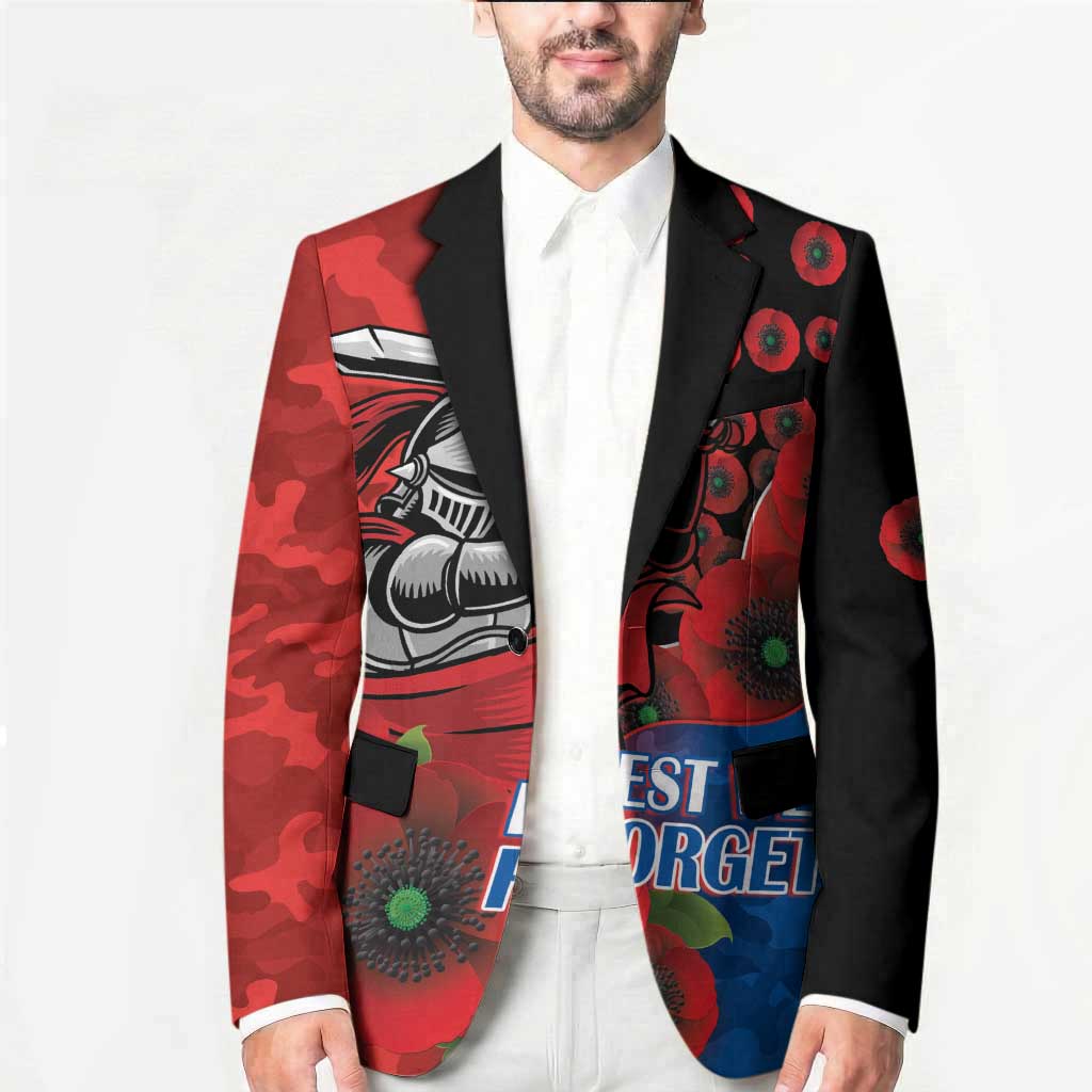 Newcastle Knights ANZAC Personalised Blazer Lest We Forget Poppy Camo