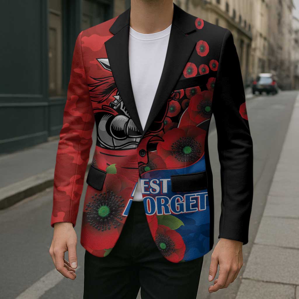 Newcastle Knights ANZAC Personalised Blazer Lest We Forget Poppy Camo