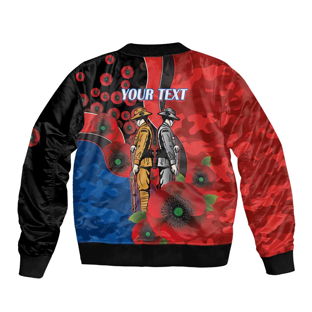 Newcastle Knights ANZAC Personalised Bomber Jacket Lest We Forget Poppy Camo
