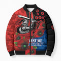 Newcastle Knights ANZAC Personalised Bomber Puffer Jacket Lest We Forget Poppy Camo