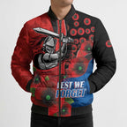 Newcastle Knights ANZAC Personalised Bomber Puffer Jacket Lest We Forget Poppy Camo
