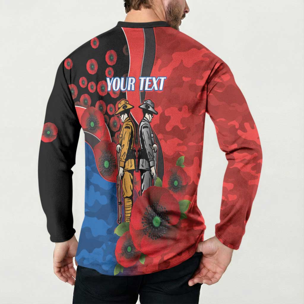 Newcastle Knights ANZAC Personalised Button Sweatshirt Lest We Forget Poppy Camo