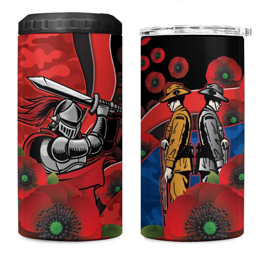 Newcastle Knights ANZAC Personalised 4 in 1 Can Cooler Tumbler Lest We Forget Poppy Camo