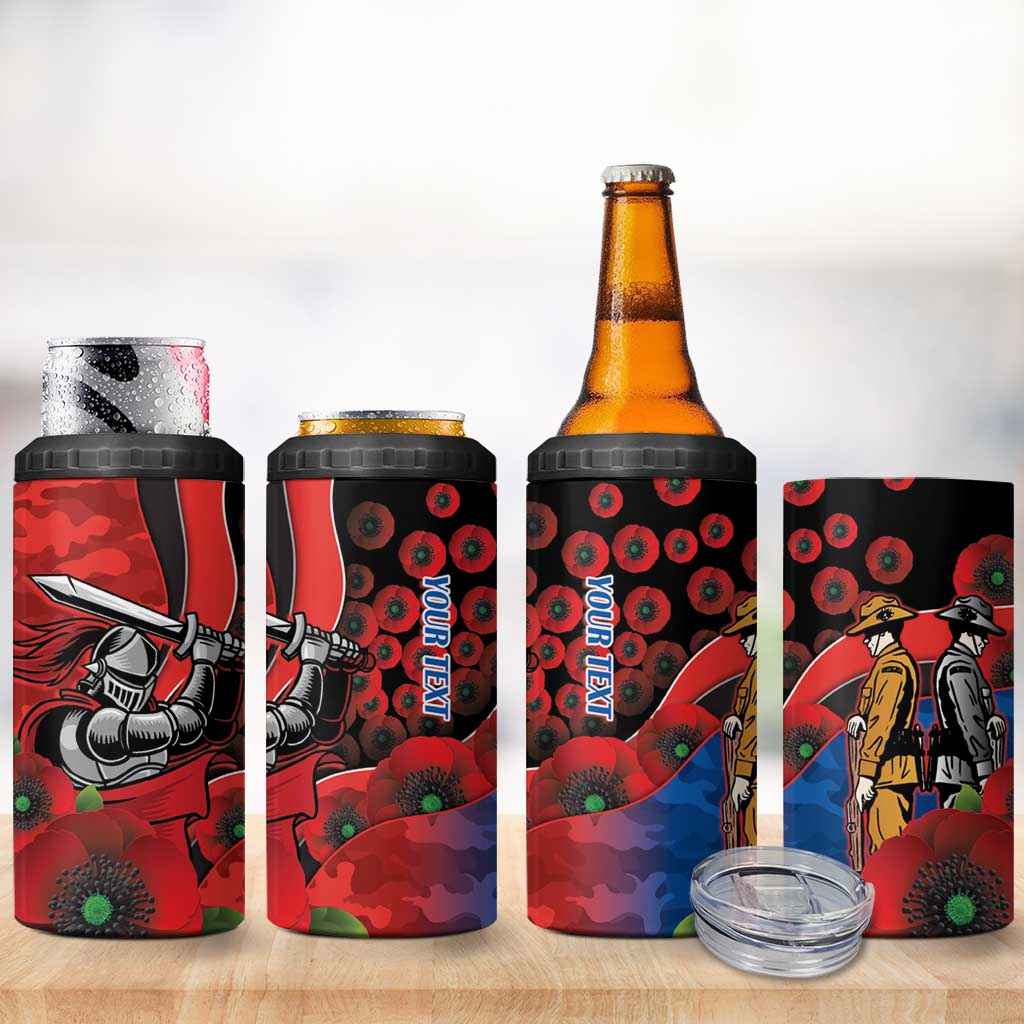 Newcastle Knights ANZAC Personalised 4 in 1 Can Cooler Tumbler Lest We Forget Poppy Camo