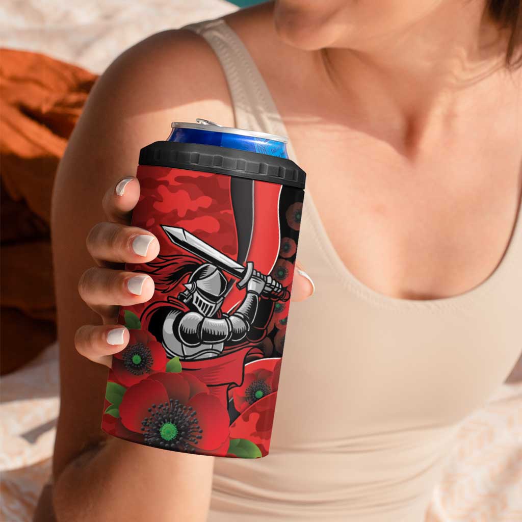 Newcastle Knights ANZAC Personalised 4 in 1 Can Cooler Tumbler Lest We Forget Poppy Camo