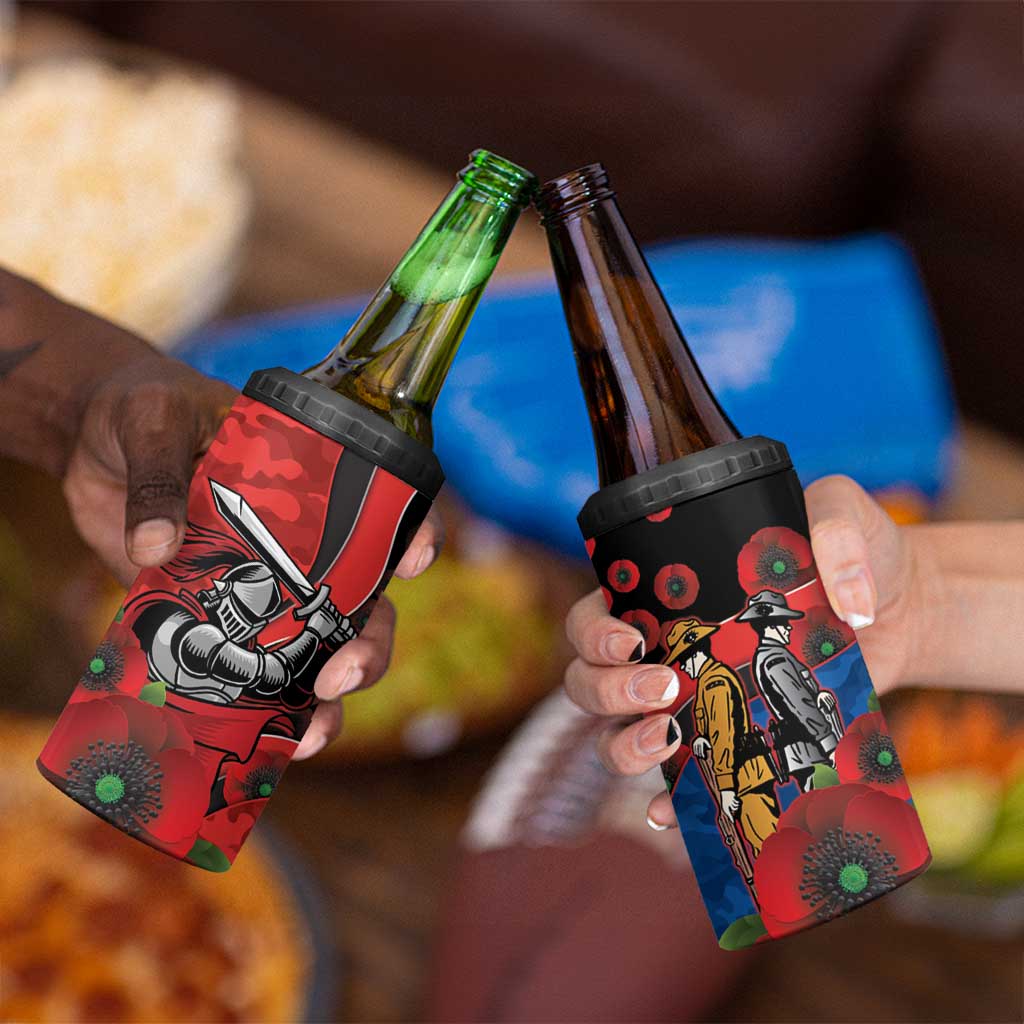 Newcastle Knights ANZAC Personalised 4 in 1 Can Cooler Tumbler Lest We Forget Poppy Camo