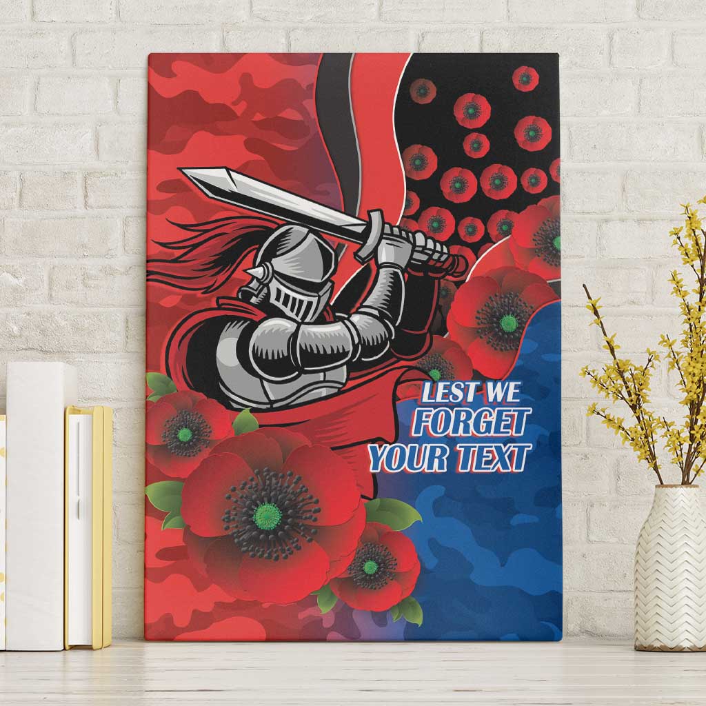 Newcastle Knights ANZAC Personalised Canvas Wall Art Lest We Forget Poppy Camo