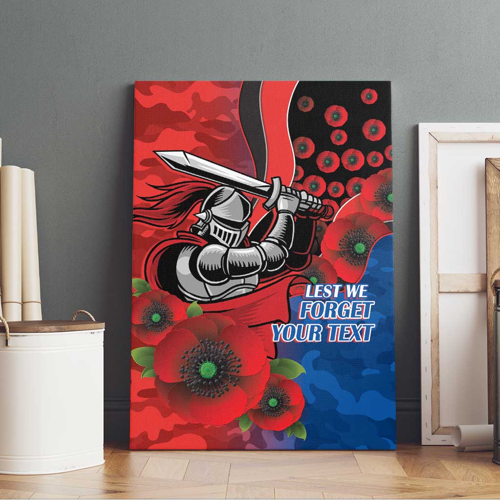 Newcastle Knights ANZAC Personalised Canvas Wall Art Lest We Forget Poppy Camo