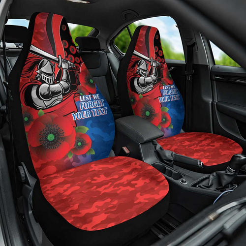 Newcastle Knights ANZAC Personalised Car Seat Cover Lest We Forget Poppy Camo