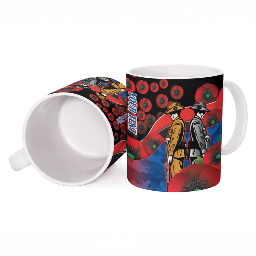 Newcastle Knights ANZAC Personalised Ceramic Mug Lest We Forget Poppy Camo
