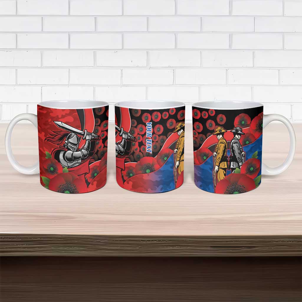 Newcastle Knights ANZAC Personalised Ceramic Mug Lest We Forget Poppy Camo