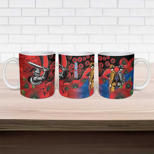 Newcastle Knights ANZAC Personalised Ceramic Mug Lest We Forget Poppy Camo