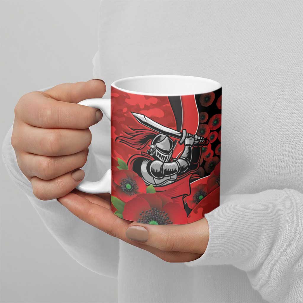 Newcastle Knights ANZAC Personalised Ceramic Mug Lest We Forget Poppy Camo