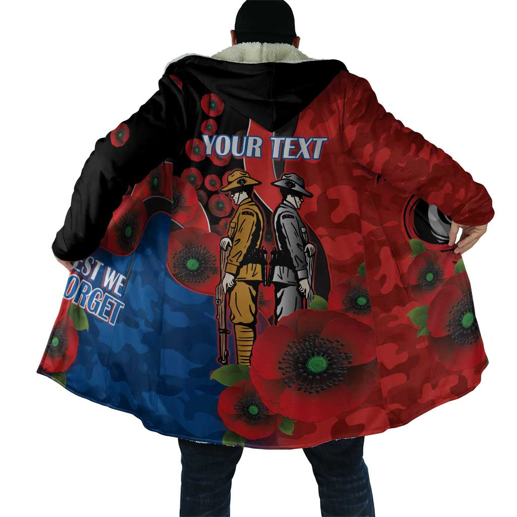Newcastle Knights ANZAC Personalised Cloak Lest We Forget Poppy Camo