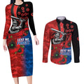 Newcastle Knights ANZAC Personalised Couples Matching Long Sleeve Bodycon Dress and Long Sleeve Button Shirt Lest We Forget Poppy Camo