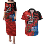 Newcastle Knights ANZAC Personalised Couples Matching Puletasi and Hawaiian Shirt Lest We Forget Poppy Camo