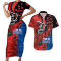 Newcastle Knights ANZAC Personalised Couples Matching Short Sleeve Bodycon Dress and Hawaiian Shirt Lest We Forget Poppy Camo
