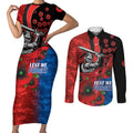 Newcastle Knights ANZAC Personalised Couples Matching Short Sleeve Bodycon Dress and Long Sleeve Button Shirt Lest We Forget Poppy Camo
