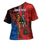 Newcastle Knights ANZAC Personalised Cross Shoulder Shirt Lest We Forget Poppy Camo