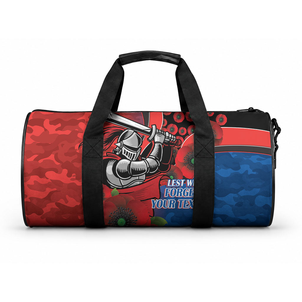 Newcastle Knights ANZAC Personalised Duffle Bag Lest We Forget Poppy Camo
