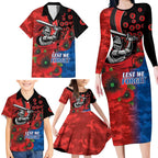 Newcastle Knights ANZAC Personalised Family Matching Long Sleeve Bodycon Dress and Hawaiian Shirt Lest We Forget Poppy Camo