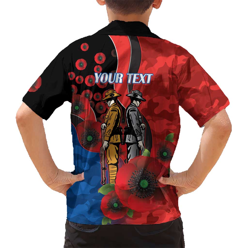 Newcastle Knights ANZAC Personalised Family Matching Long Sleeve Bodycon Dress and Hawaiian Shirt Lest We Forget Poppy Camo