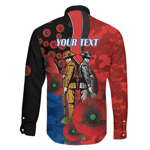 Newcastle Knights ANZAC Personalised Family Matching Long Sleeve Bodycon Dress and Hawaiian Shirt Lest We Forget Poppy Camo