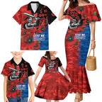 Newcastle Knights ANZAC Personalised Family Matching Mermaid Dress and Hawaiian Shirt Lest We Forget Poppy Camo