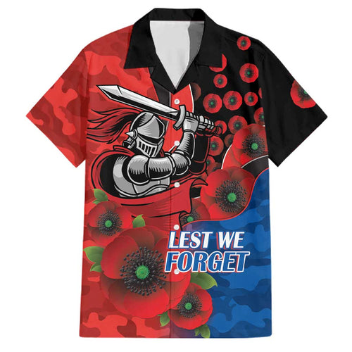 Newcastle Knights ANZAC Personalised Family Matching Mermaid Dress and Hawaiian Shirt Lest We Forget Poppy Camo