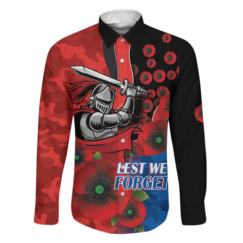 Newcastle Knights ANZAC Personalised Family Matching Mermaid Dress and Hawaiian Shirt Lest We Forget Poppy Camo