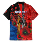 Newcastle Knights ANZAC Personalised Family Matching Off Shoulder Short Dress and Hawaiian Shirt Lest We Forget Poppy Camo