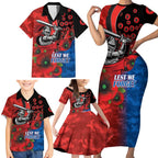 Newcastle Knights ANZAC Personalised Family Matching Short Sleeve Bodycon Dress and Hawaiian Shirt Lest We Forget Poppy Camo