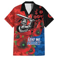 Newcastle Knights ANZAC Personalised Family Matching Short Sleeve Bodycon Dress and Hawaiian Shirt Lest We Forget Poppy Camo