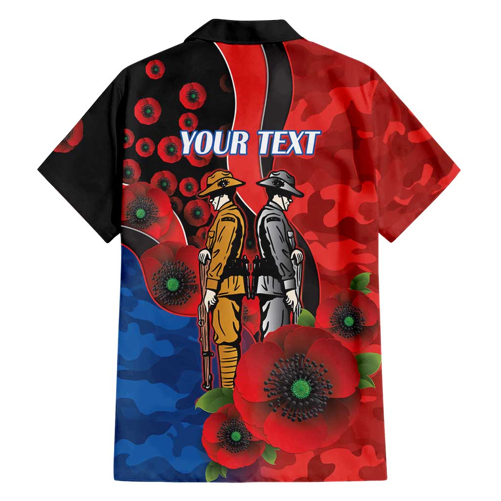 Newcastle Knights ANZAC Personalised Family Matching Short Sleeve Bodycon Dress and Hawaiian Shirt Lest We Forget Poppy Camo