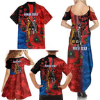 Newcastle Knights ANZAC Personalised Family Matching Summer Maxi Dress and Hawaiian Shirt Lest We Forget Poppy Camo