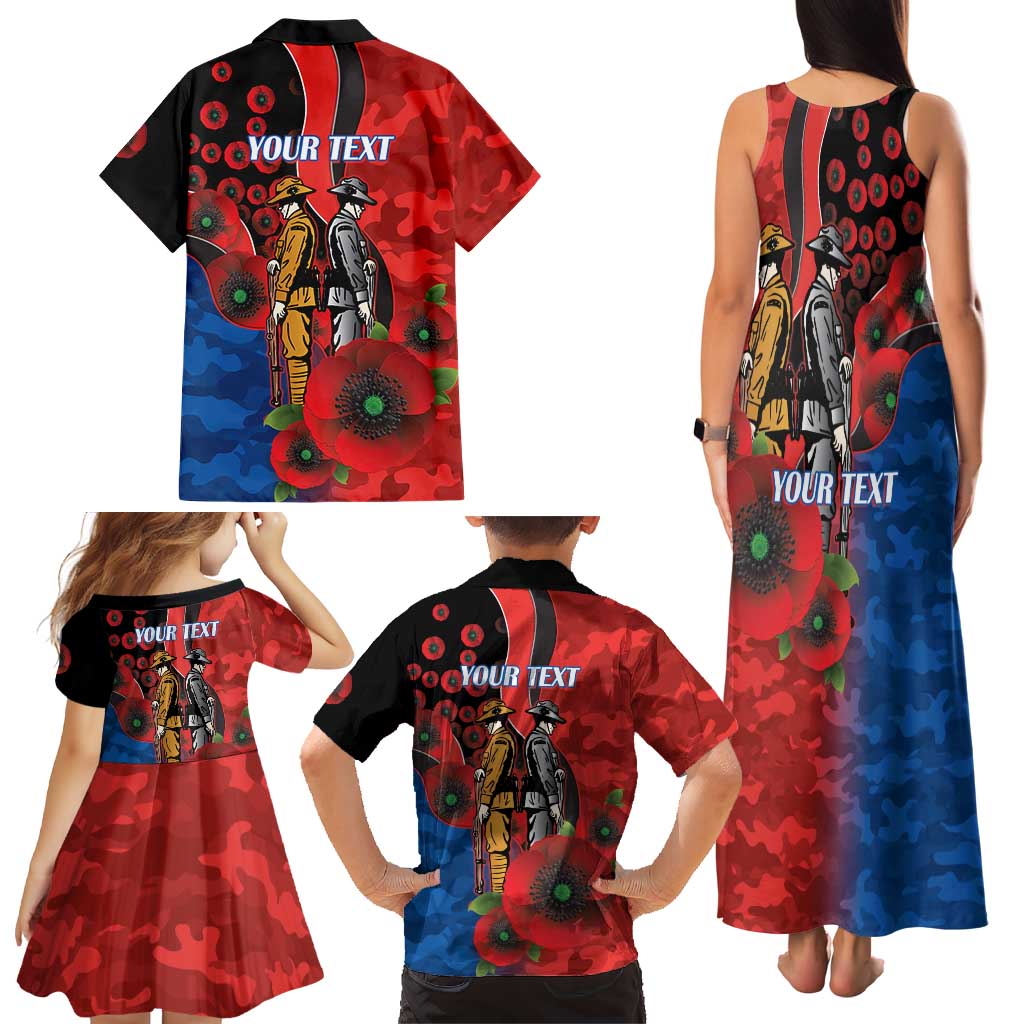Newcastle Knights ANZAC Personalised Family Matching Tank Maxi Dress and Hawaiian Shirt Lest We Forget Poppy Camo