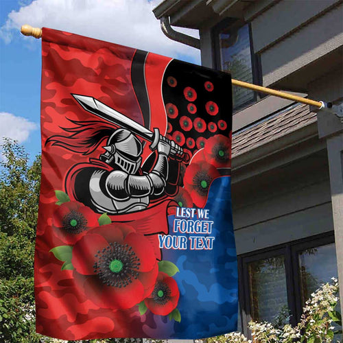 Newcastle Knights ANZAC Personalised Garden Flag Lest We Forget Poppy Camo