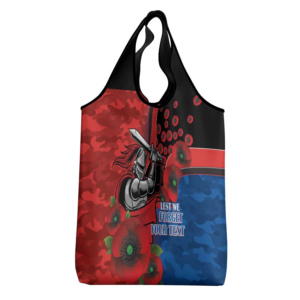 Newcastle Knights ANZAC Personalised Grocery Bag Lest We Forget Poppy Camo
