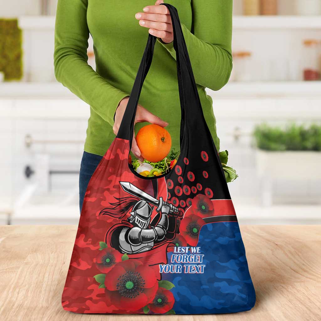 Newcastle Knights ANZAC Personalised Grocery Bag Lest We Forget Poppy Camo