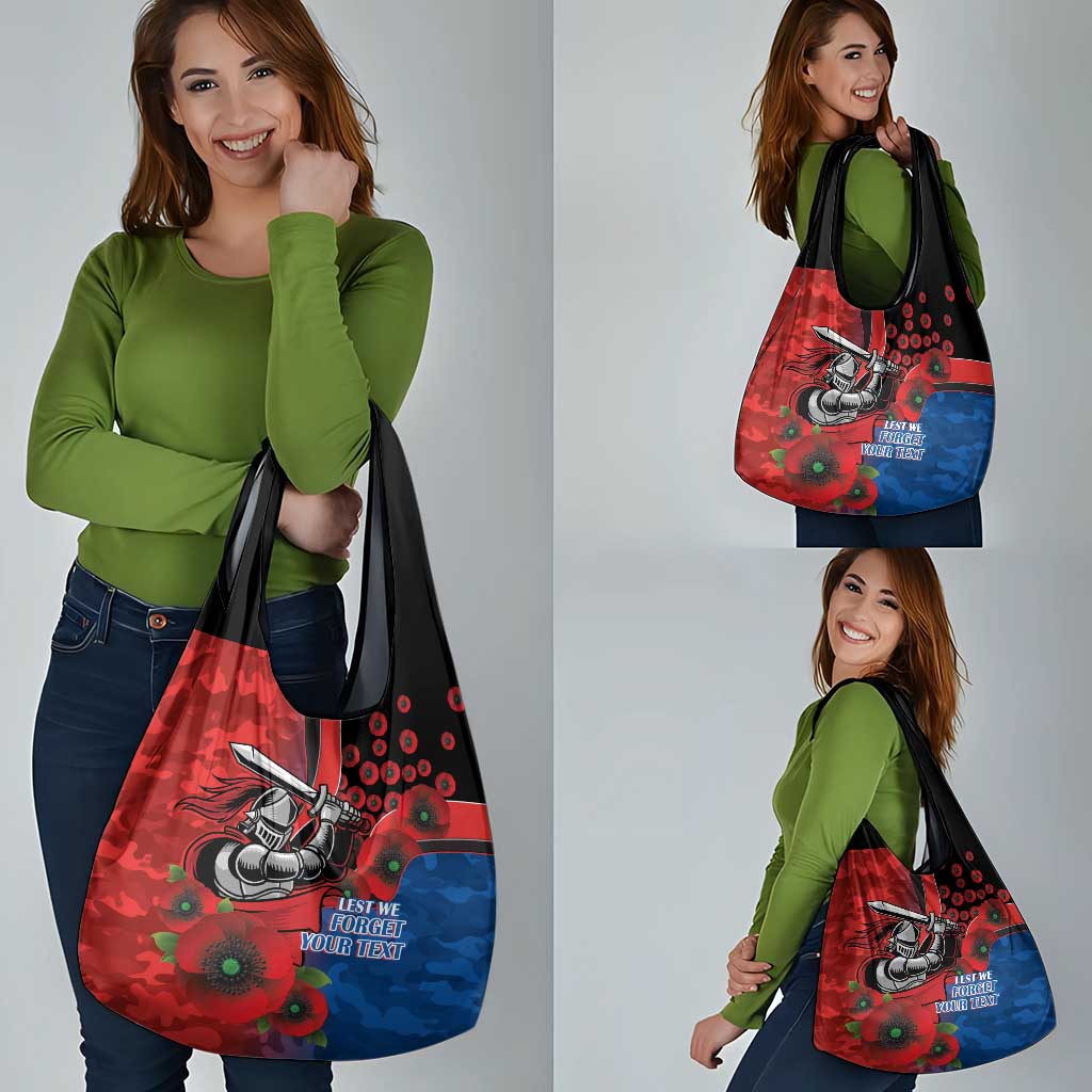 Newcastle Knights ANZAC Personalised Grocery Bag Lest We Forget Poppy Camo