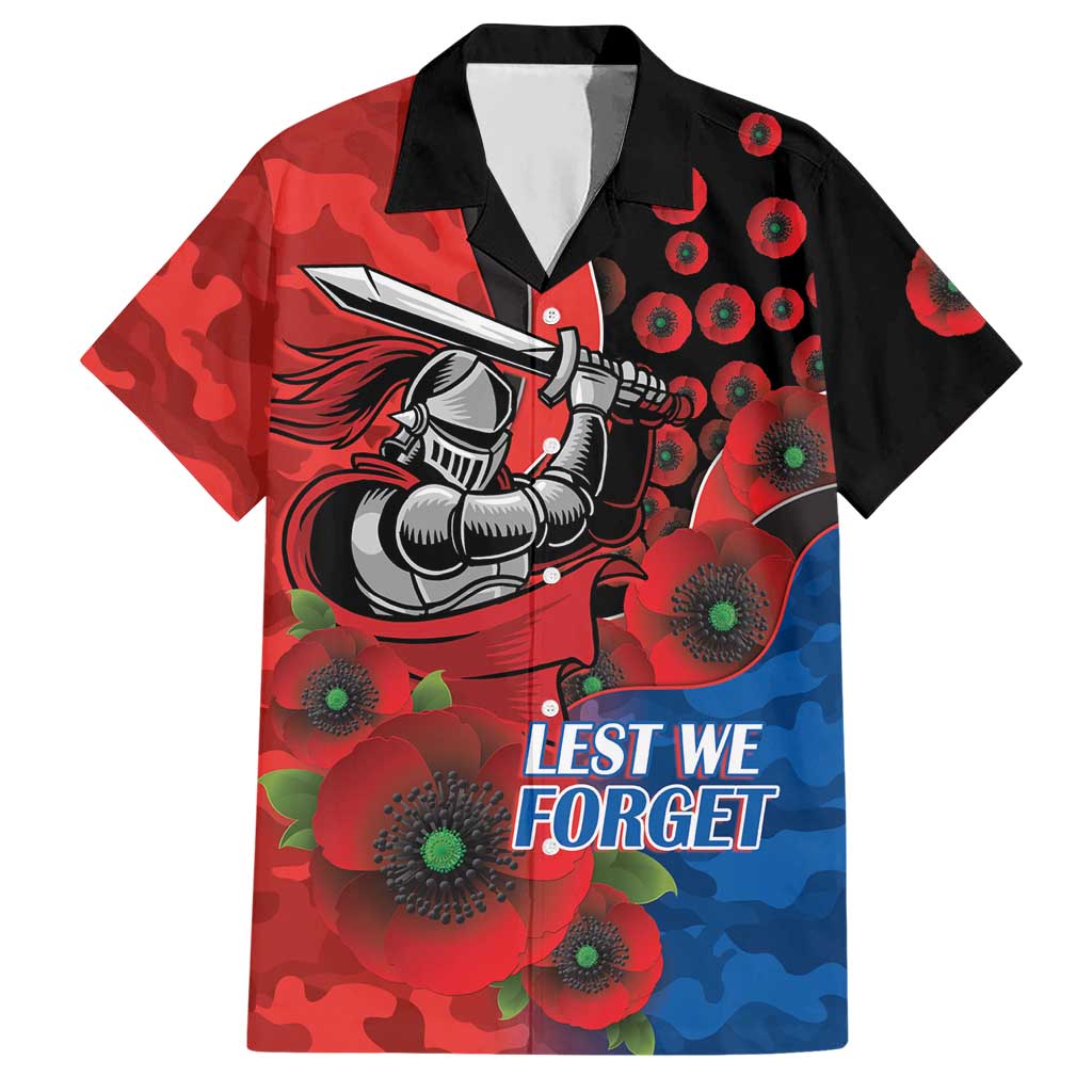 Newcastle Knights ANZAC Personalised Hawaiian Shirt Lest We Forget Poppy Camo