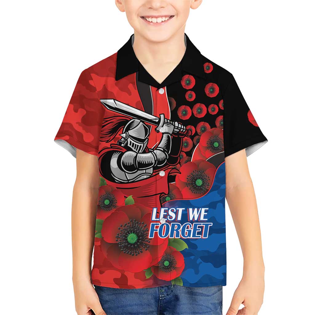 Newcastle Knights ANZAC Personalised Hawaiian Shirt Lest We Forget Poppy Camo