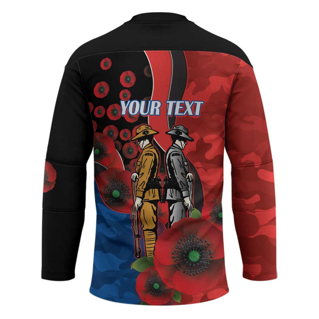 Newcastle Knights ANZAC Personalised Hockey Jersey Lest We Forget Poppy Camo
