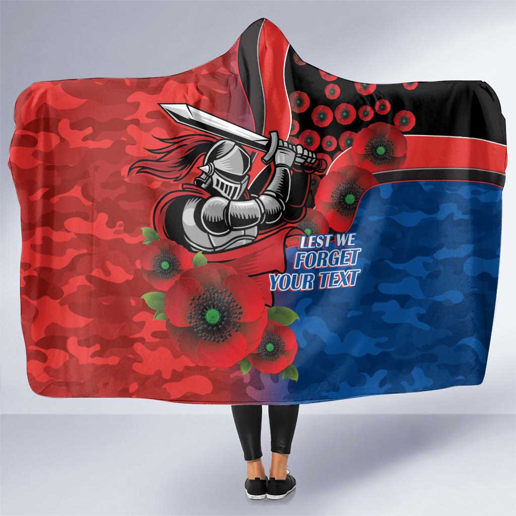 Newcastle Knights ANZAC Personalised Hooded Blanket Lest We Forget Poppy Camo