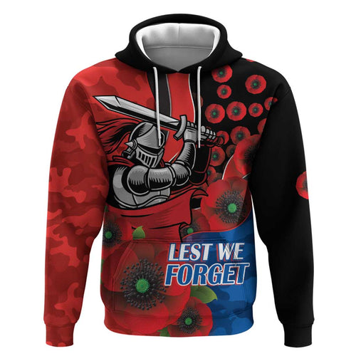 Newcastle Knights ANZAC Personalised Hoodie Lest We Forget Poppy Camo