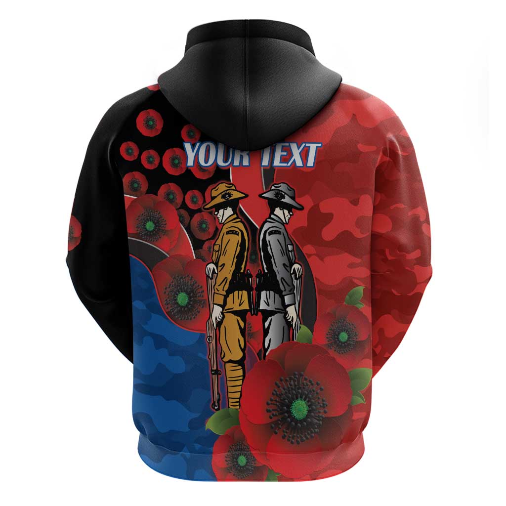 Newcastle Knights ANZAC Personalised Hoodie Lest We Forget Poppy Camo