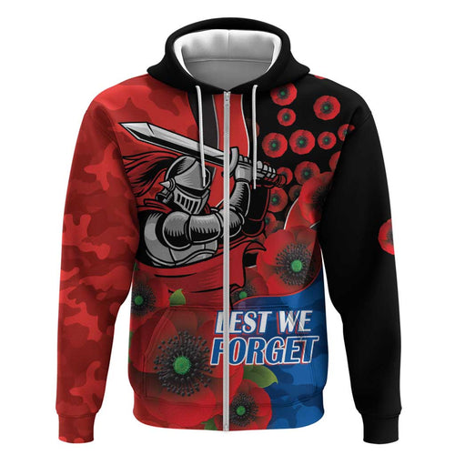 Newcastle Knights ANZAC Personalised Hoodie Lest We Forget Poppy Camo