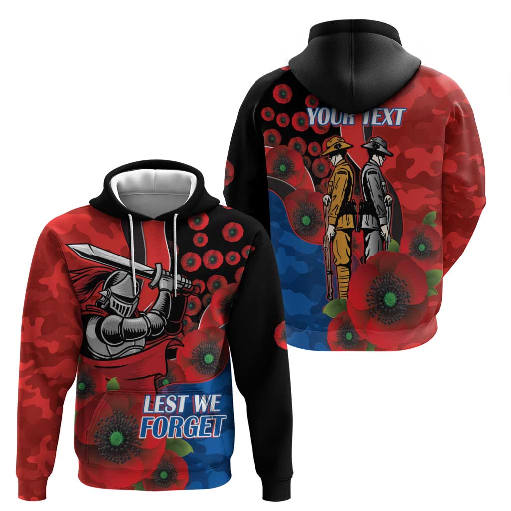 Newcastle Knights ANZAC Personalised Hoodie Lest We Forget Poppy Camo