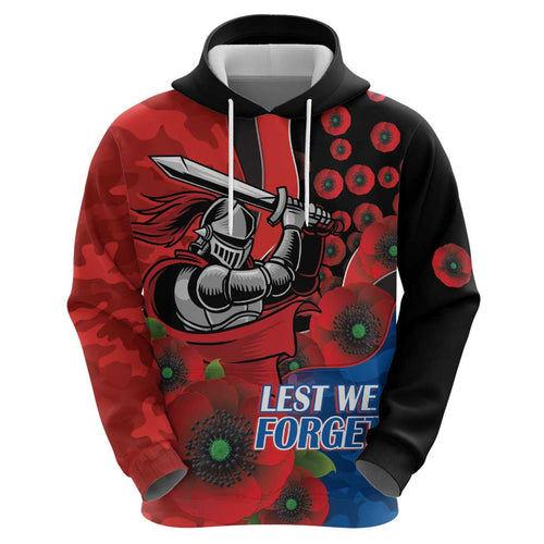 Newcastle Knights ANZAC Personalised Hoodie Lest We Forget Poppy Camo