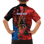Newcastle Knights ANZAC Personalised Kid Hawaiian Shirt Lest We Forget Poppy Camo